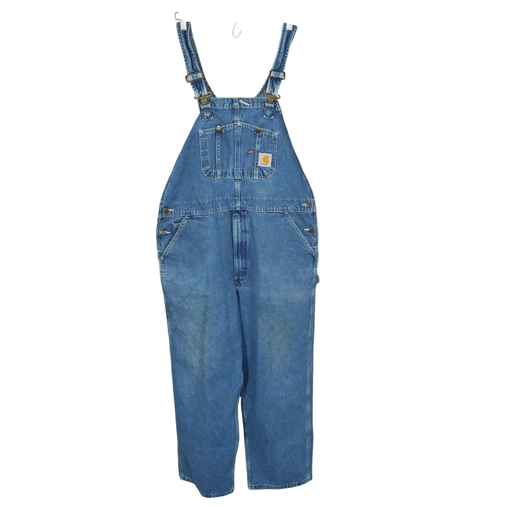 Carhartt Mens Denim Bib‎ Overalls Blue Classic Fit Workwear Size 40x29